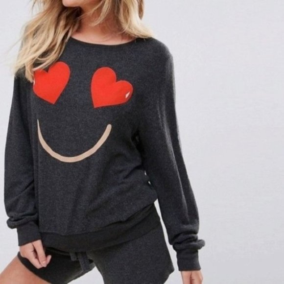 Wildfox Sweaters - Free People x Wildfox Heart Eye Smiley Sweater